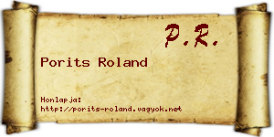Porits Roland névjegykártya